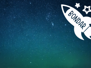 A starry sky and Bondar rocket ship.