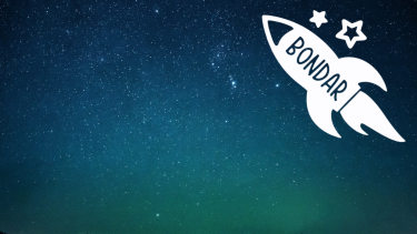 A starry sky and Bondar rocket ship.