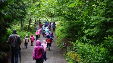 Children walking in nature.