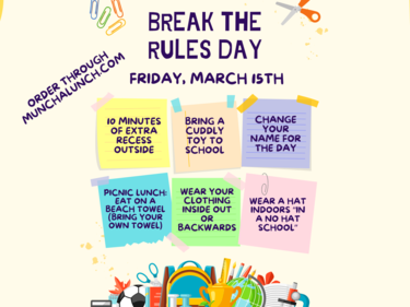 Break the Rules Day Poster describing which rules can be broken.