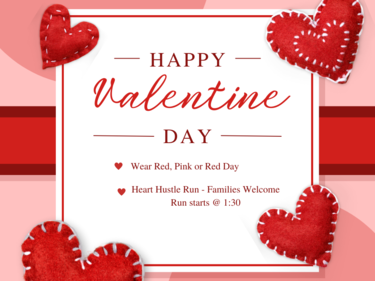 Happy Valentine's Day with hearts in the corners