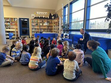 Superintendent Sean Nosek talking to students.