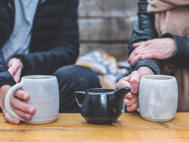 Tea cups on a table.