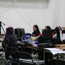 Female students sitting at computers as part of the BC Skills Competition