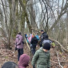 Students in the forest.