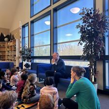 Superintendent Sean Nosek talking to students.